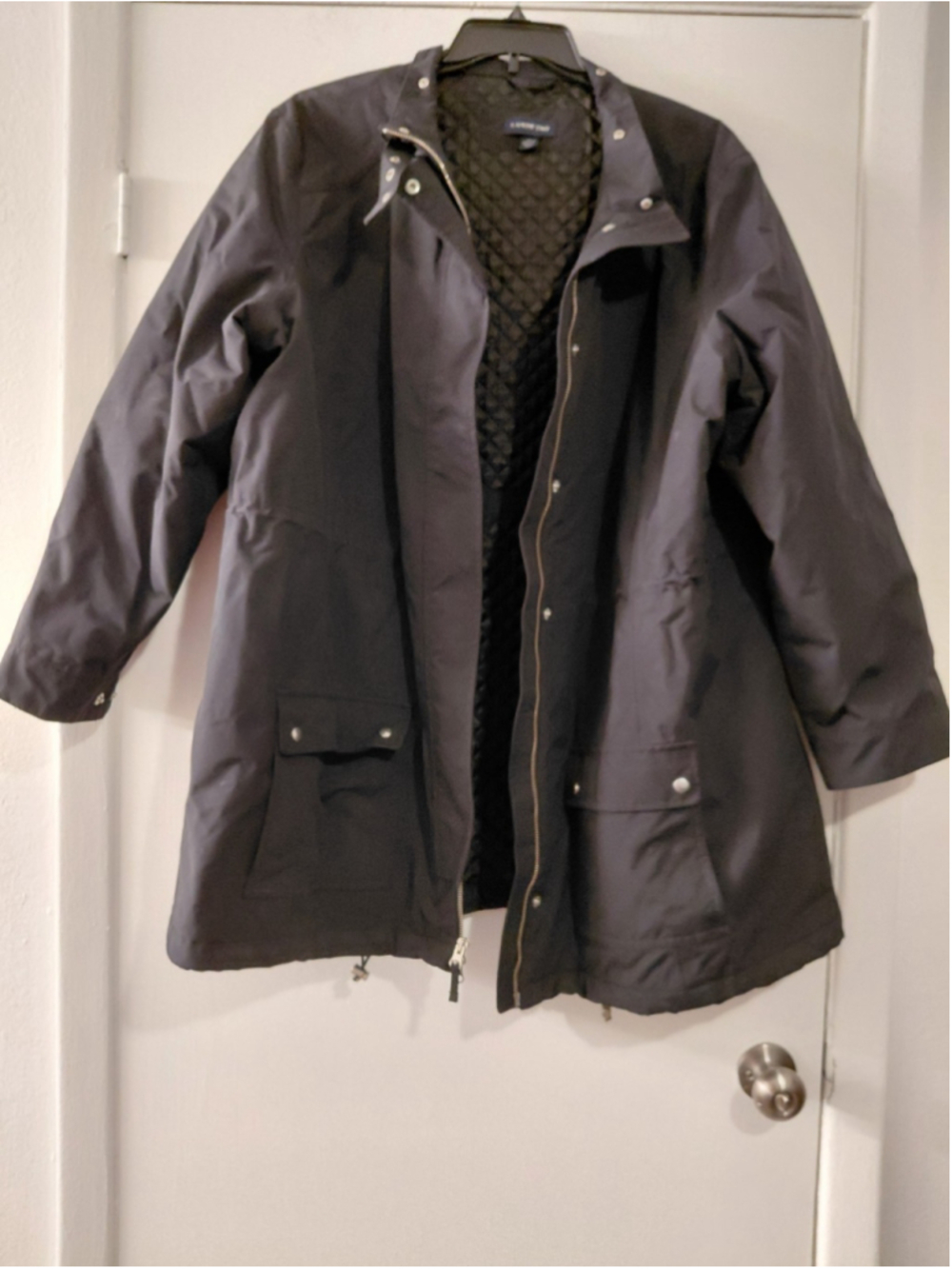 Lands End Womens Lined Outdoor Heavy Duty Overcoat Black 2XL Long 20W - 22W EUC